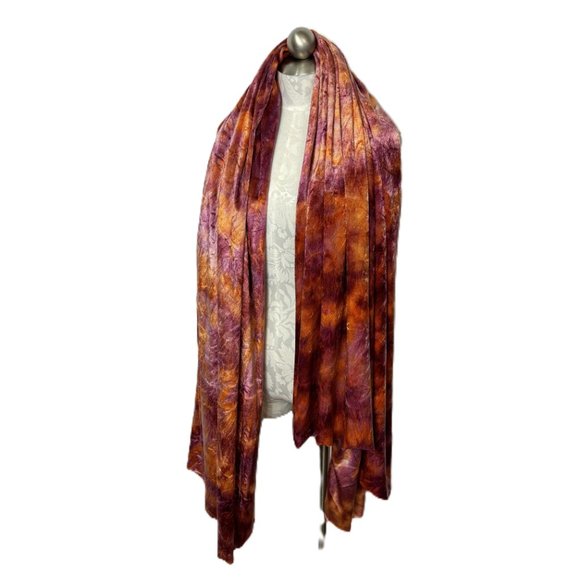 Poly Velvet Tye Dye 2 yrds Soft Purple Orange yellow Vtg - Picture 2 of 8